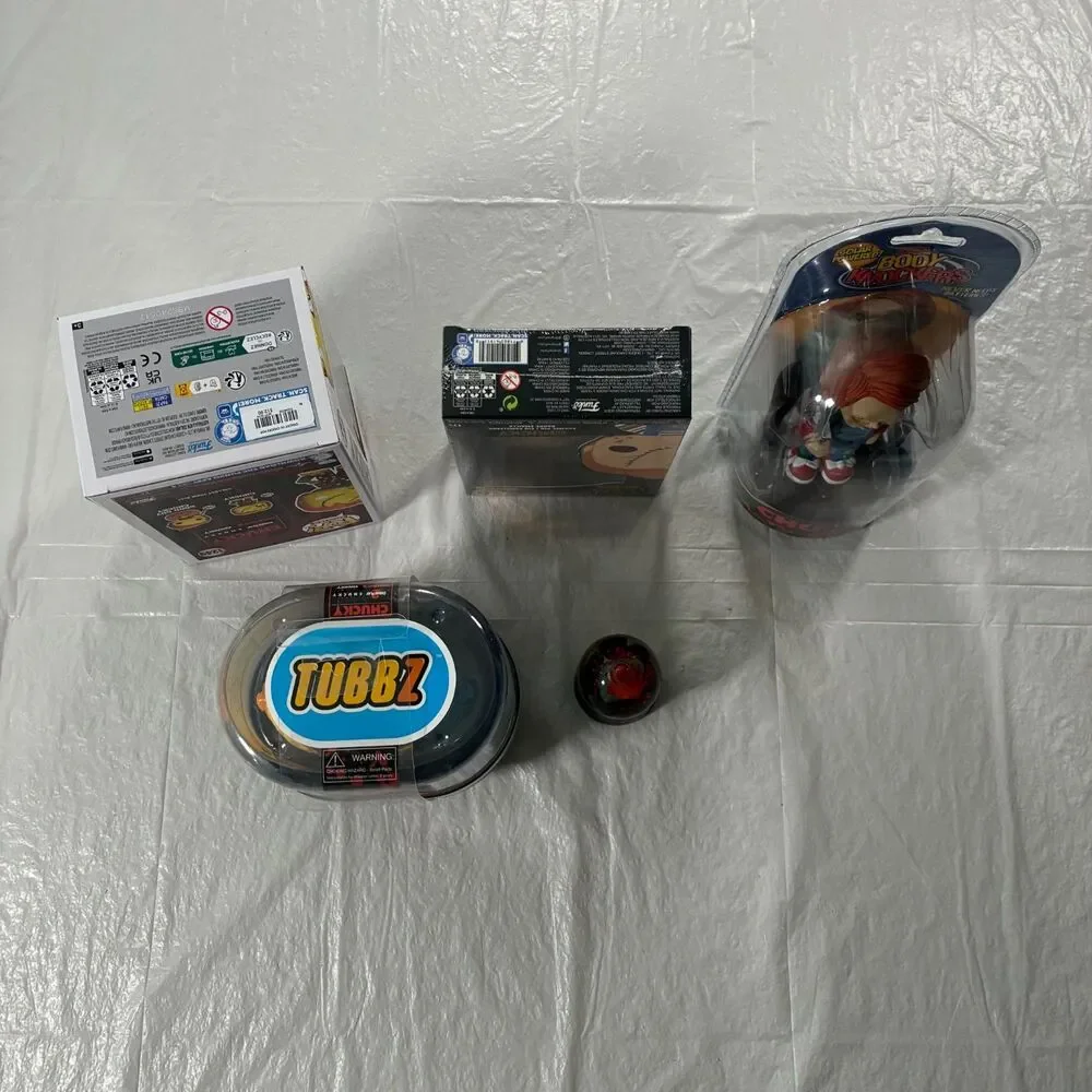 Chucky Collectibles Lot of 6 Items - Funko Pop! , TUBBZ , Body Knockers, Globe